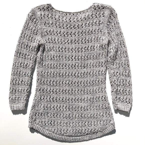 St. Tropez West open weave sweater pullover sweater size XS cream salt & pepper - Picture 2 of 6